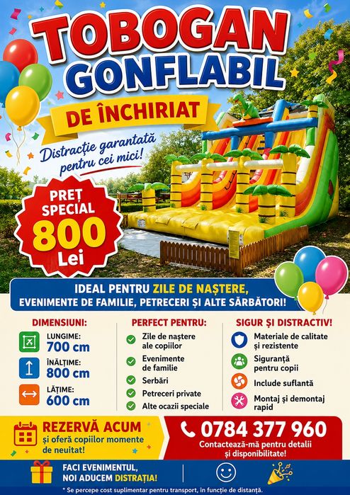 Inchiriez tobogan gonflabil
