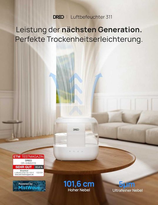 Овлажнител Dreo Smart 4л Standard, Бял