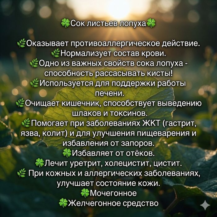 Сок лопуха майского