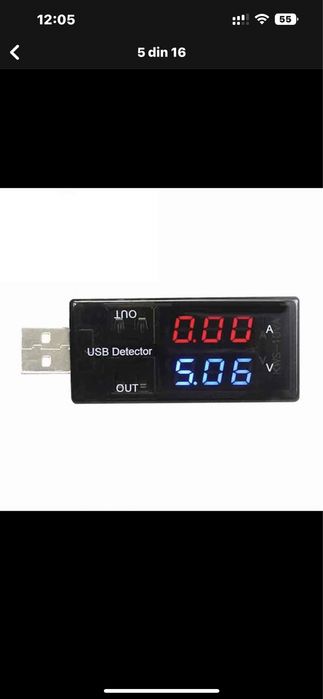 Voltmetru USB care indica tensiunea si amperajul