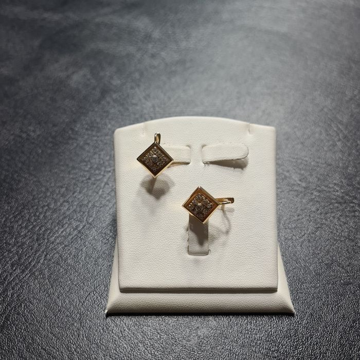 Серги ромбик с Бриллиантами Россия