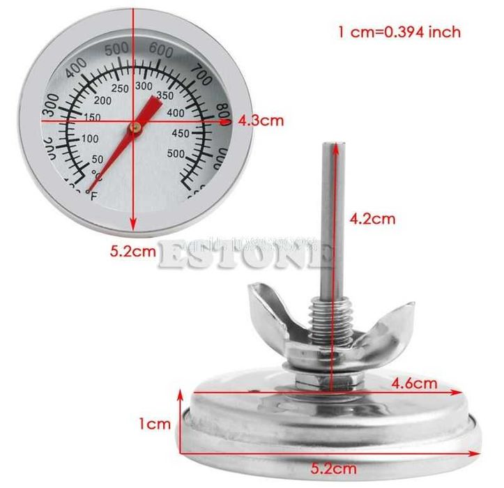 Termometru inox gratar smoker cuptor barbeque uscator peleti 500gC