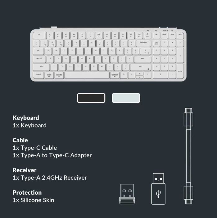 Tastatura Office Wireless Keychron B2 Pro, Ultra-Slim, US layout 96%