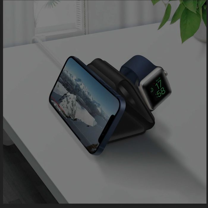 Безжично зарядно Schwaiger POWER4YOU 3-в-1, 15W, сгъваемо