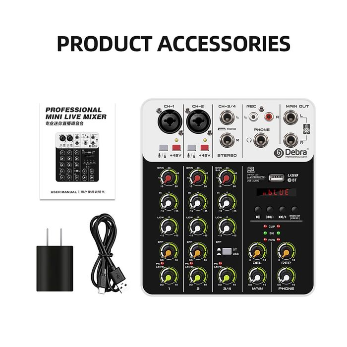 Смесителен пулт Debra V4, DJ Mixer, Bluetooth, Usb Play, Plug and Play