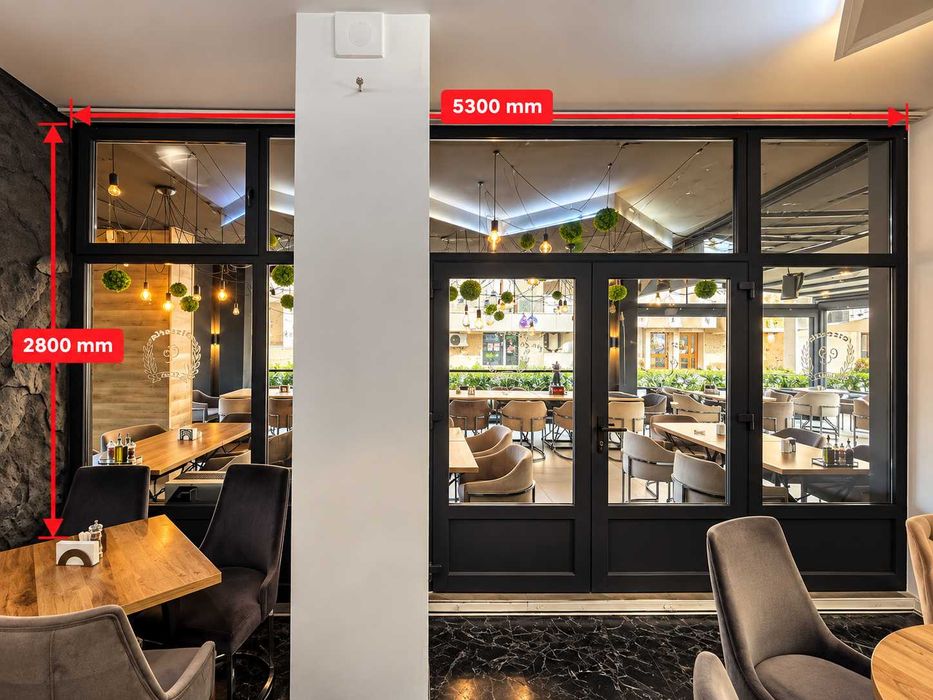 Geamuri termopan cu sticla + uși restaurant / vitrine mari cu deschidere – de la 2300 până la 5300 mm