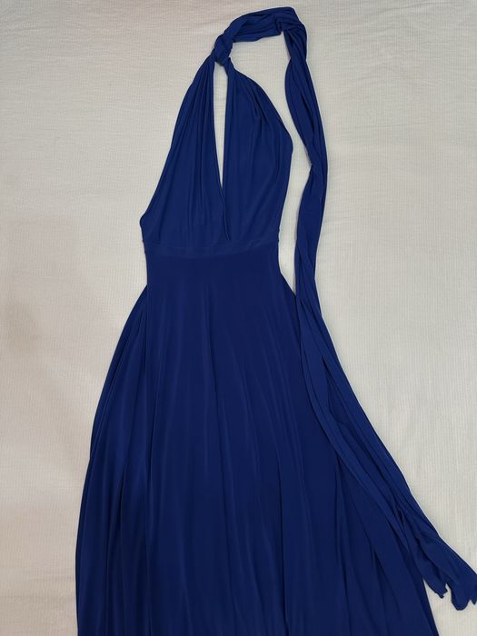 Женское элегантное синее платье в пол, размер M