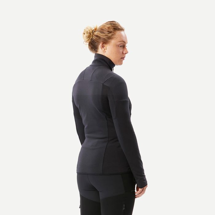 Hanorac trekking Mt900 lână merinos Negru - produs resigilat Decathlon