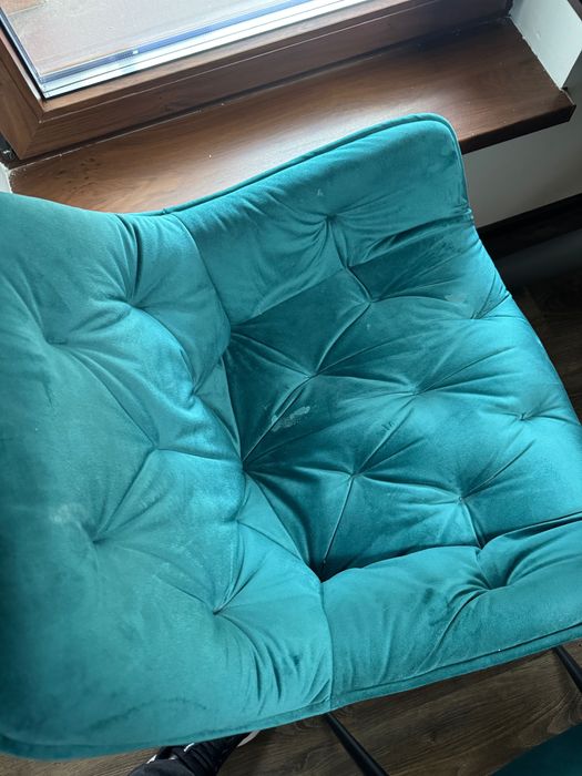 Vand masa extensibila din granit + 4 scaune catifea albastru smarald