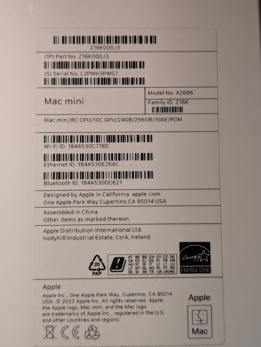 Apple Mac Mini M2 24GB SSD 256GB impecabil