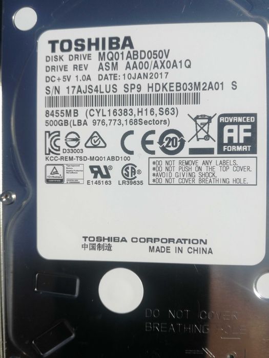 Hard Disk Laptop Toshiba MQ01ABD050V, 500GB,Slim,8MB, SATA 3