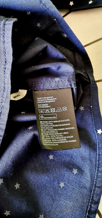 Cămașă băieți H&M mânecă lungă bleumarin steluțe măr 104 3-4ani