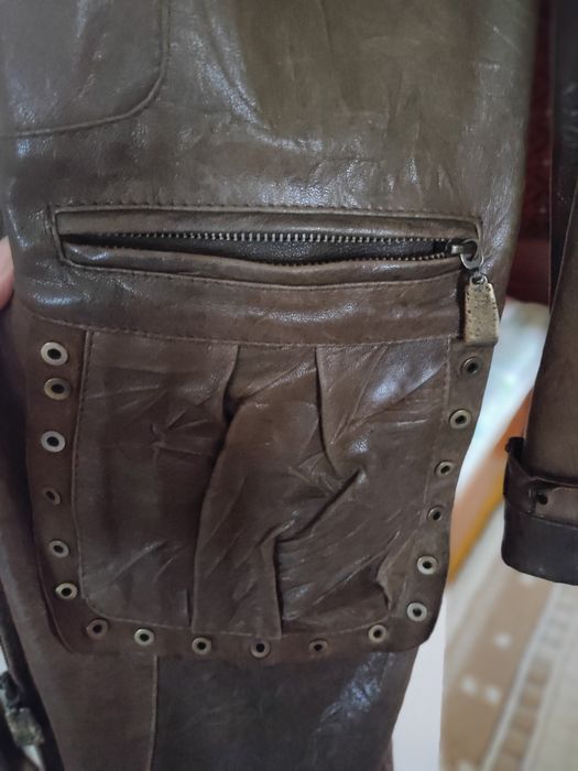 Кожаный женский плащ