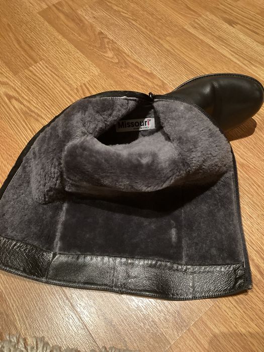 Кожаные сапоги зимние