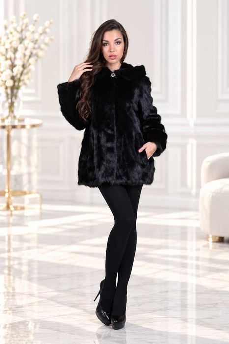 Haina blana vizon , nurcă naturală m.M-XL
