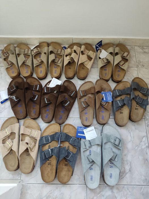 Birkenstock papuci din piele întoarsă Arizona