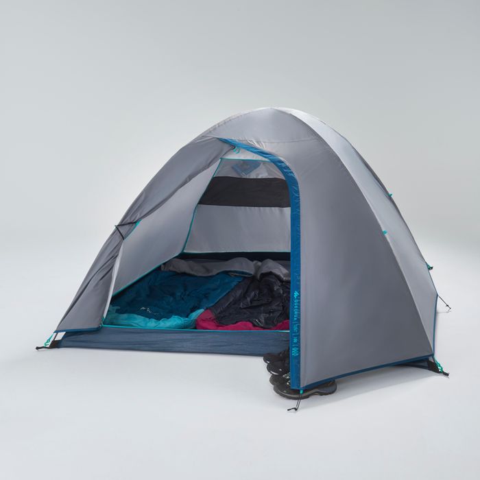 Cort de camping 3 locuri, Mh100 gri - No - produs resigilat Decathlon