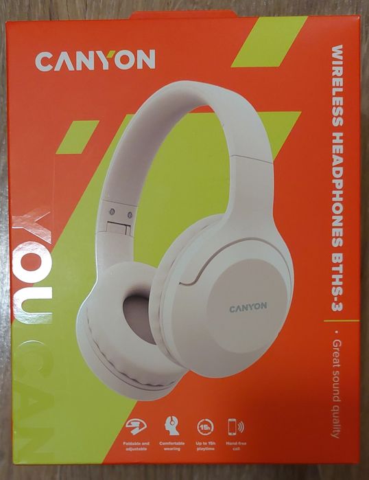 Безжични слушалки с микрофон Canyon - BTHS-3, бежови