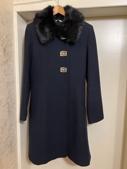 Кашмирено палто тъмно синьо