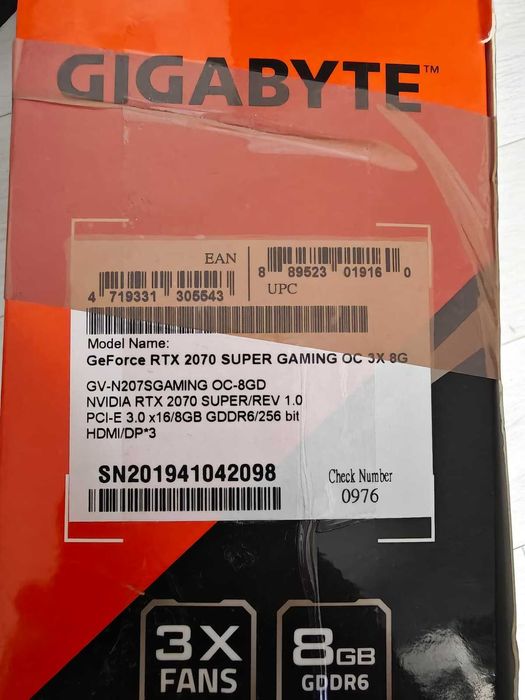 Gigabyte Geforce RTX 2070 Super 3Fan