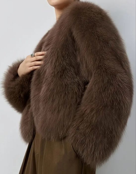 Кафяво палтенце,еко косъм