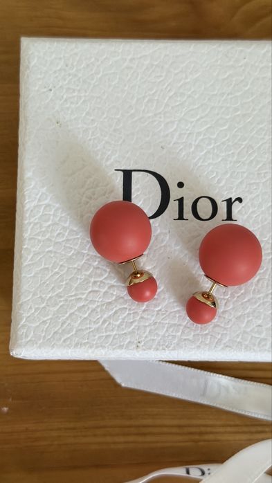 Серьги Dior , цвет - коралл, оригинал