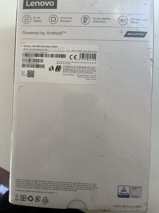 Таблет Lenovo Tab M8 (4th Gen 2024) LTE 3GB RAM / 32GB + Прозрачен кейс – Нов