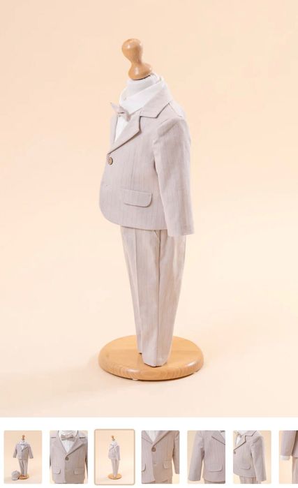 Costum bebe elegant măsura 68 (3-6luni) bej dungi fine