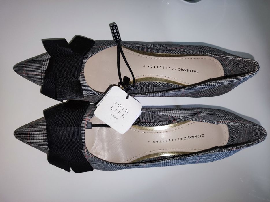 Pantofi Stiletto Zara Basic Collection marimea 37 - Carouri cu Fundă