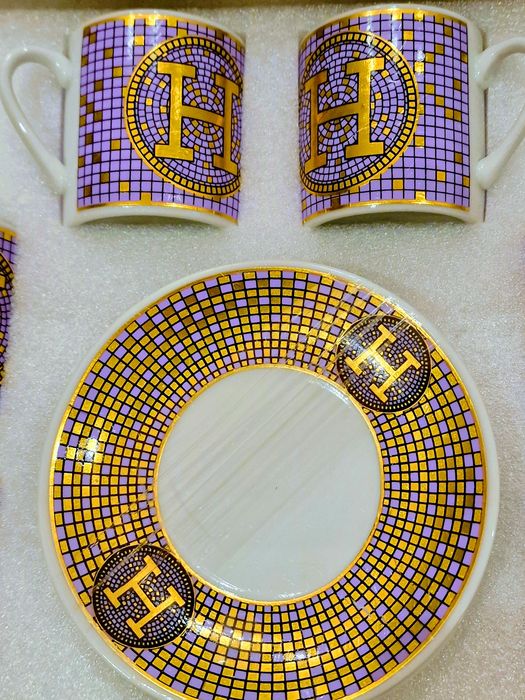 Set cafea 12 piese=6 farfuriute+ 6 cescute/new model, saculet,eticheta