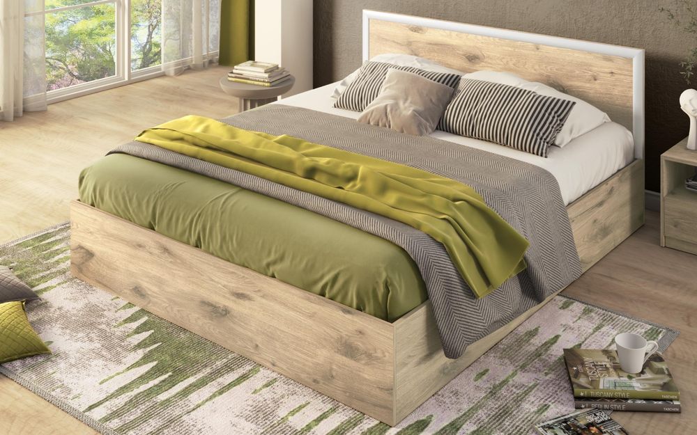 Спалня за матрак 164/190, светъл скандинавски дъб