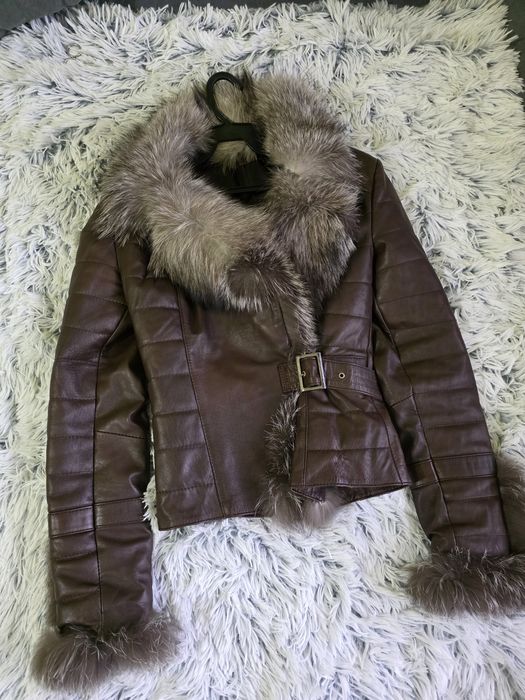 Geaca piele cu blana naturala