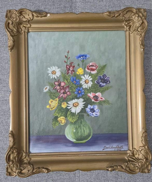 Tablou vintage cu rama aurie anul 1945