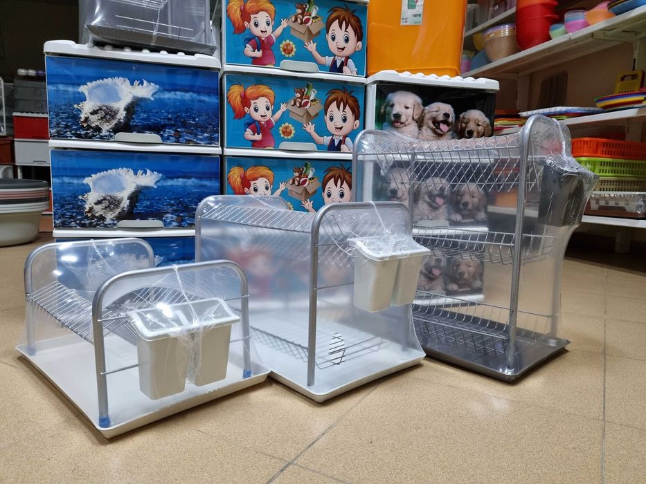 НОВИ! метален сушилник за чинии на 1, 2 и 3 етажа с кошничка