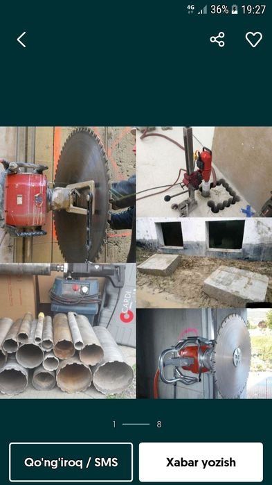 Услуги алмазное бурение битон кесиш ва те