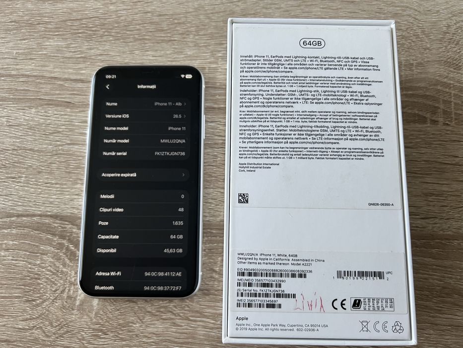 iPhone 11 White 64GB Pachet Full