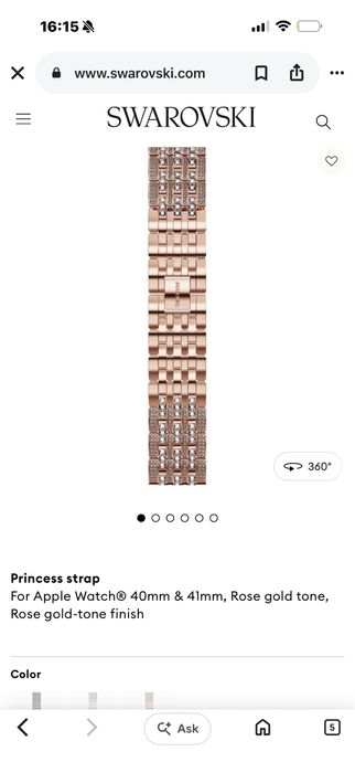 Чисто нова оригинална каишка  Swarovski за Apple Watch 40mm & 41mm,Rose gold,закупувана за 250€