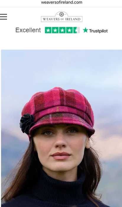 Palarie lana Mucros Weavers - Ladies Tweed Newsboy Hat - Pink Plaid