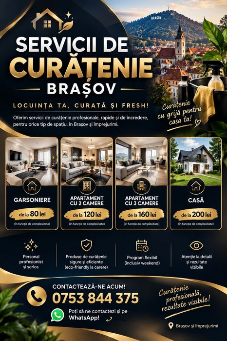 Servicii profesionale de curățenie Brașov și  împrejurimile