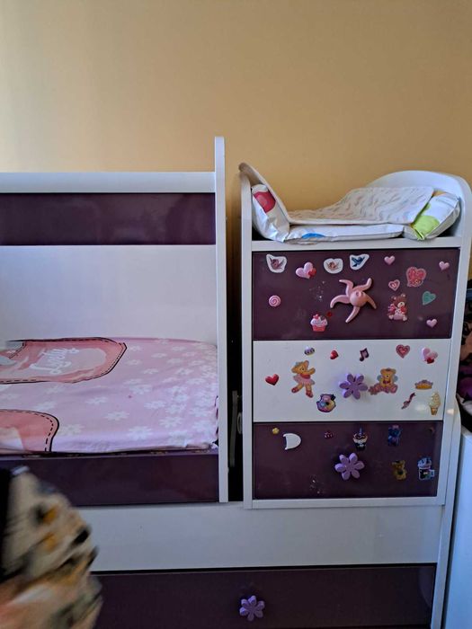 Бебешко легло 3 в 1 Lorelli Maxi Plus, Бяло/Лилаво