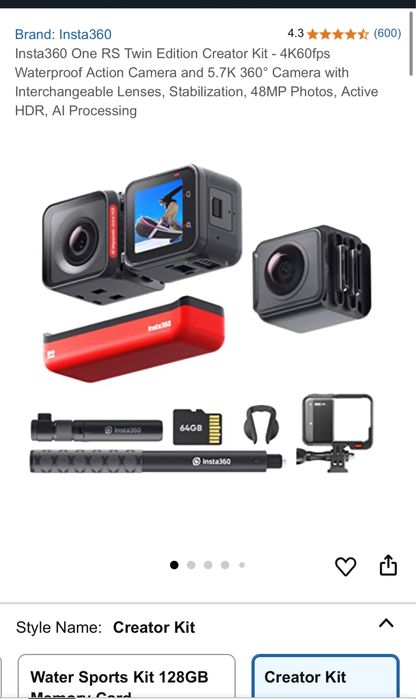 Insta360 ONE RS twin edition, bundle, kit creator, sigilat