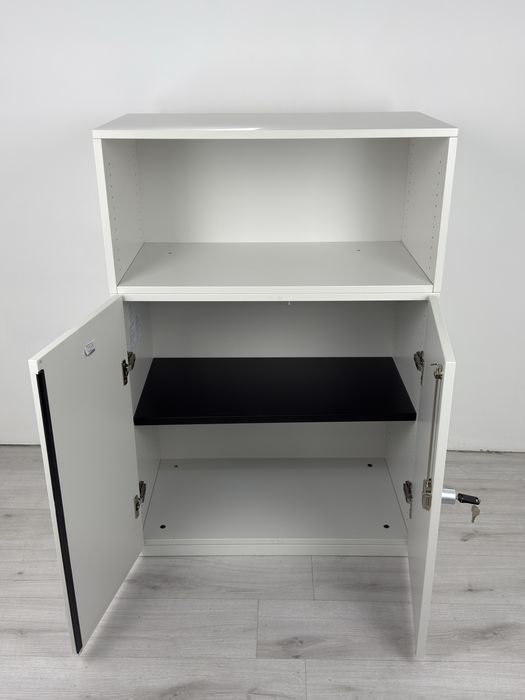 Шкаф етажарка с връти сив и допълнителна ракла съхранение на документи