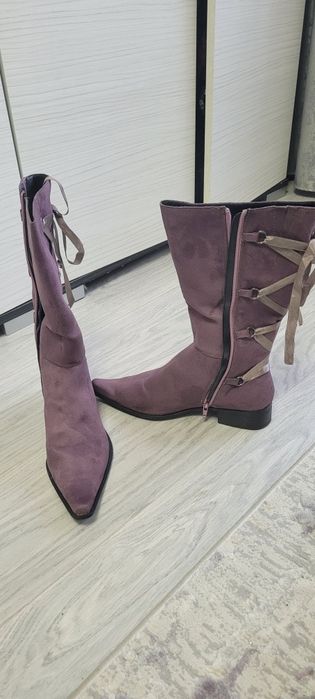 Cizme înalte mărimea 39-40, catifea mov
