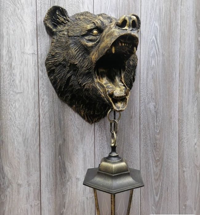 Настенный светильник, голова медведя.