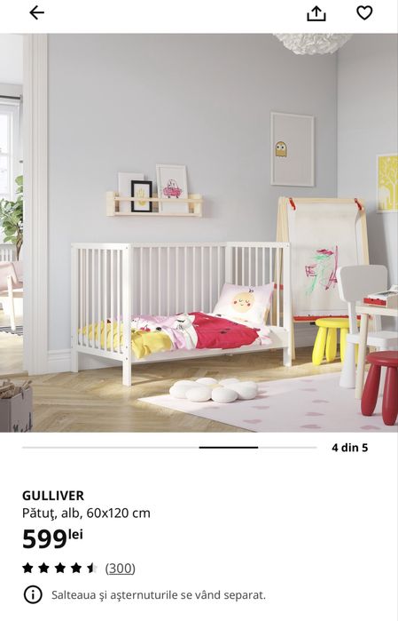 Patut IKEA Gulliver si saltea IKEA Skonast 120x60