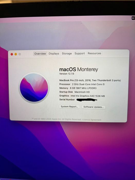 Продавам MacBook Pro (13-inch, 2016, Two Thunderbolt 3 ports)