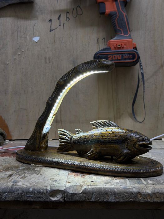 Оригинальная лампа ручной работы (рыба) — стильный декор