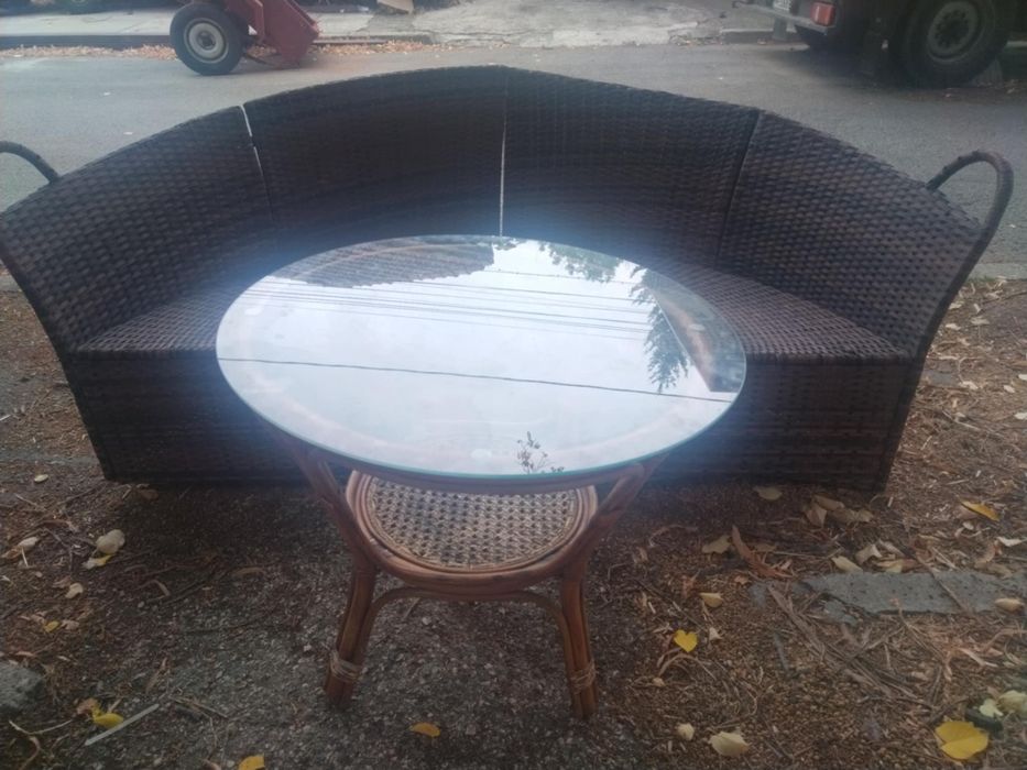 Комплект градински мебели от изкуствен  ратан - Маса и канапе
Размери