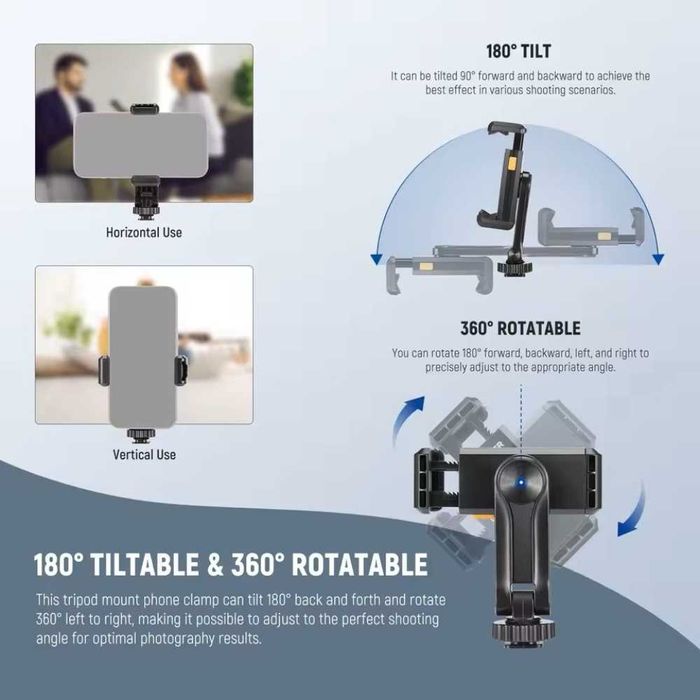 Ulanzi ST-06S 360° държач за телефон с 1/4″ резба и Cold Shoe конектор