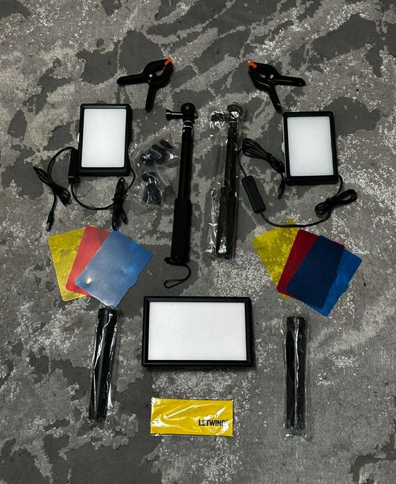 Foto Set RALENO 9" LED Video Light Panel 2500K-6500K 4000mAh Battery  + stands + trepied + usb light + filtre